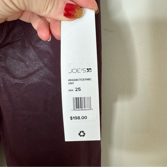NWT Joe's Jeans The Charlie Coated Highrise Skinny Ankle Vineyard Size 25 - Picture 4 of 6